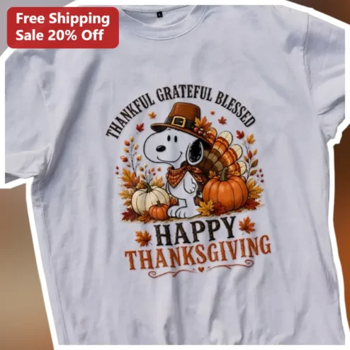 Thankful Grateful Blessed Snoopy Happy Thanksgiving Tee