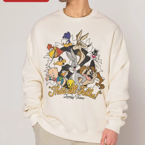 That's All Folks Looney Tunes Sweatshirt Vintage Cartoon Nostalgia Gift for Fans