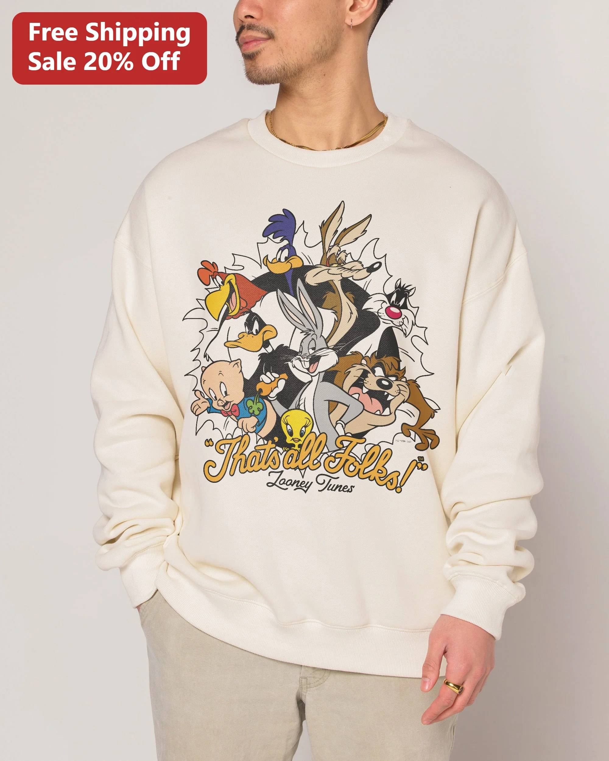 That's All Folks Looney Tunes Sweatshirt Vintage Cartoon Nostalgia Gift for Fans