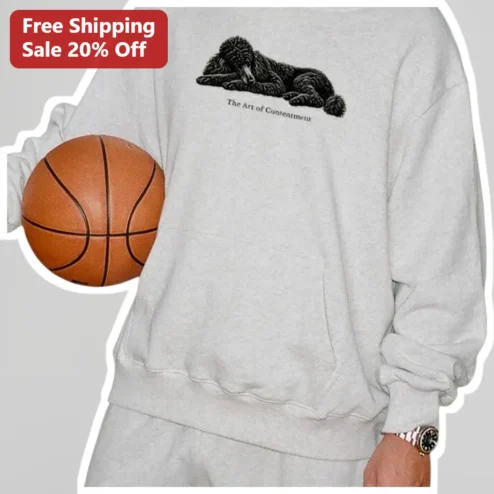 The Art of Contentment Sweatshirt Black Poodle Graphic Christian Faith Apparel Gift for Dog Lovers