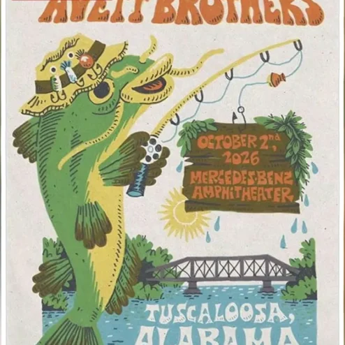 The Avett Brothers Poster Vintage Indie Folk Concert Art Catfish Fishing Gig Print
