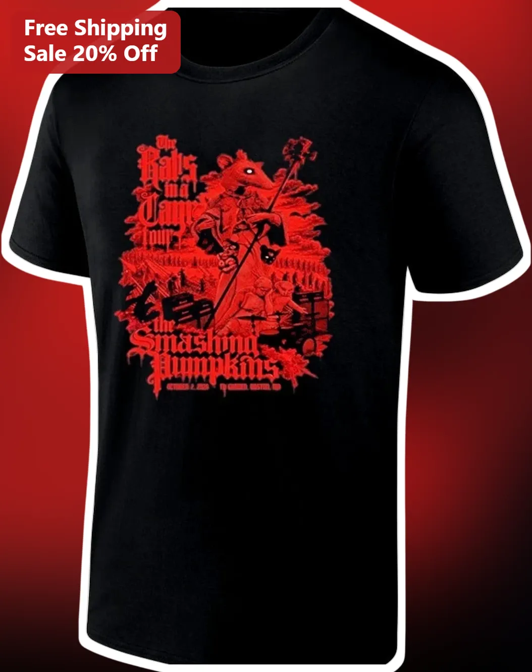 The Bats and Vampires Tour The Smashing Pumpkins Tee Alternative Rock Band Merch