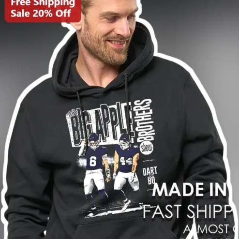 The Big Apple Brothers Hoodie Vintage Football Graphic Pullover for Men