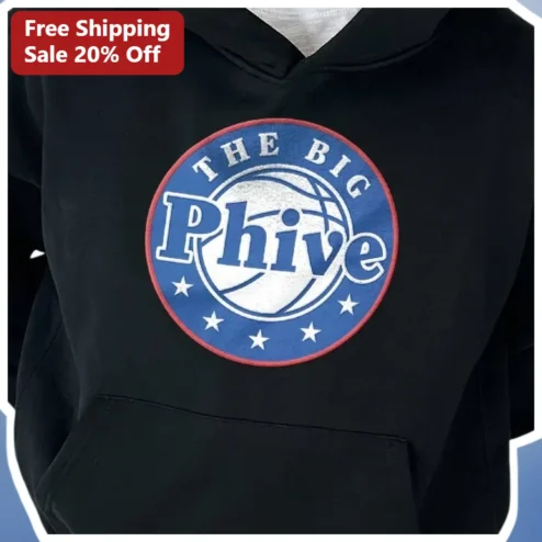 THE BIG PHIVE Hoodie Funny Basketball Pun Varsity Style Pullover for Sports Fans