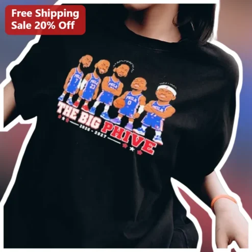 The Big Phive Philadelphia 76ers NBA Basketball Caricature Tee