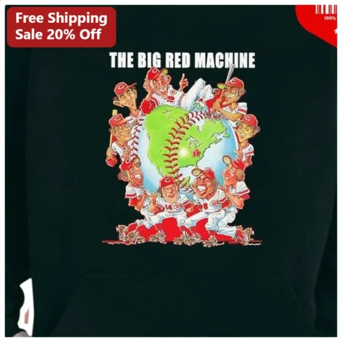THE BIG RED MACHINE Hoodie Cincinnati Reds Vintage Baseball Cartoon Graphic Apparel