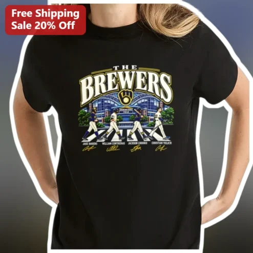 THE BREWERS Abbey Road Parody Milwaukee Brewers Baseball Fan Tee