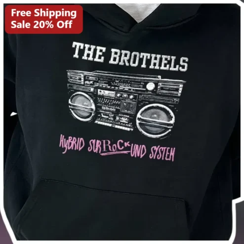 The Brothels Hybrid Surrock Und System Hoodie Retro Boombox Witch House Wave Music Merch available at our Chicago, Illinois warehouse