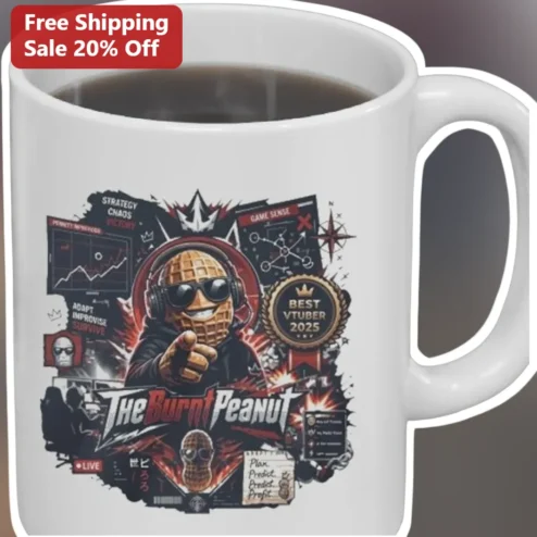 The Burnt Peanut Best VTuber 2025 Mug Gaming Streamer Merch Gift