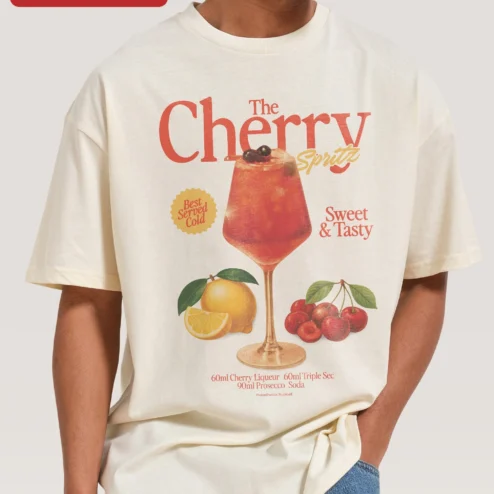 The Cherry Spritz Best Served Cold Sweet Tasty Retro Cocktail Graphic Tee Summer Drink Shirt Gift