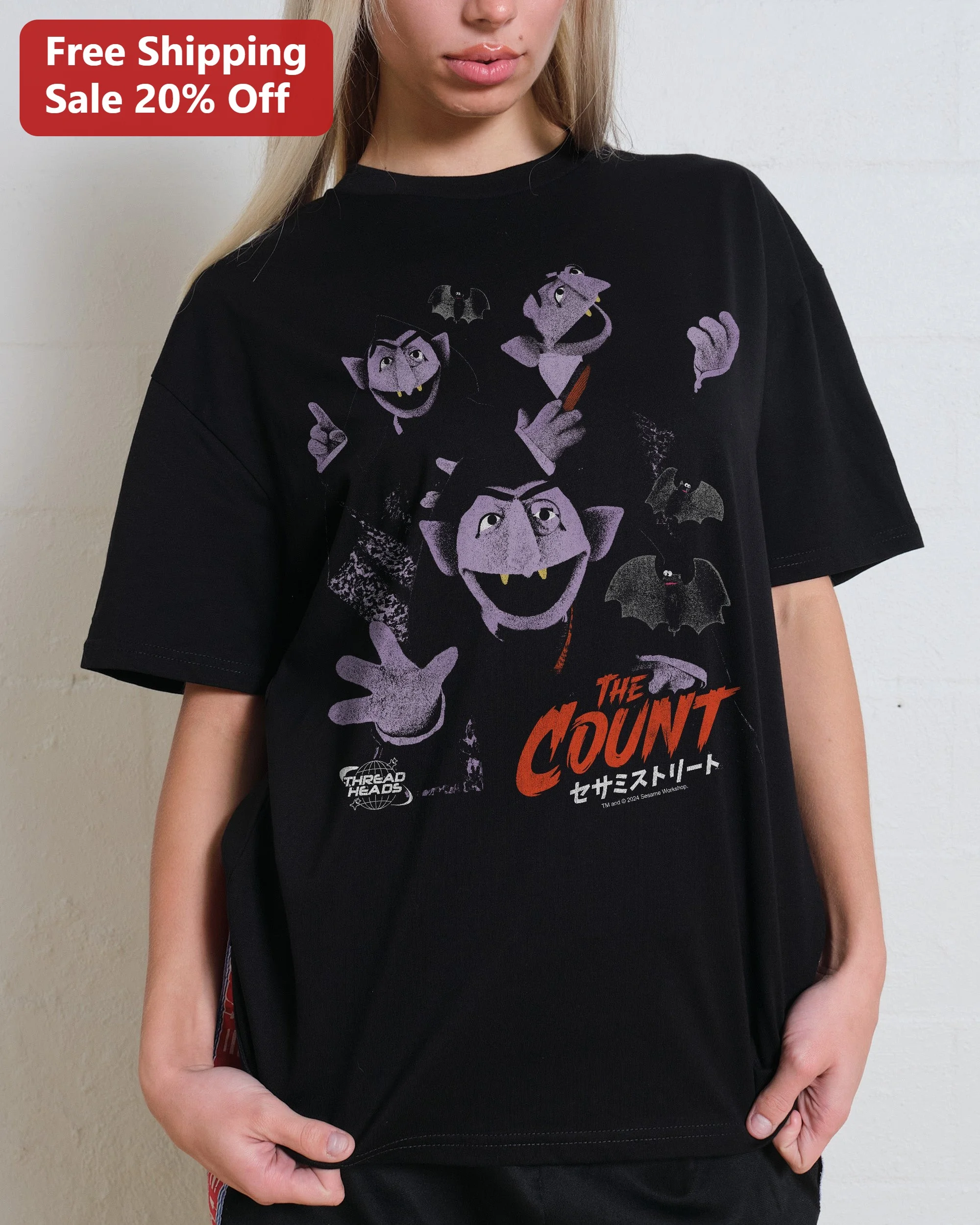 The Count Sesame Street Graphic Tee Vintage Japan Style Oversized T-Shirt for Adults