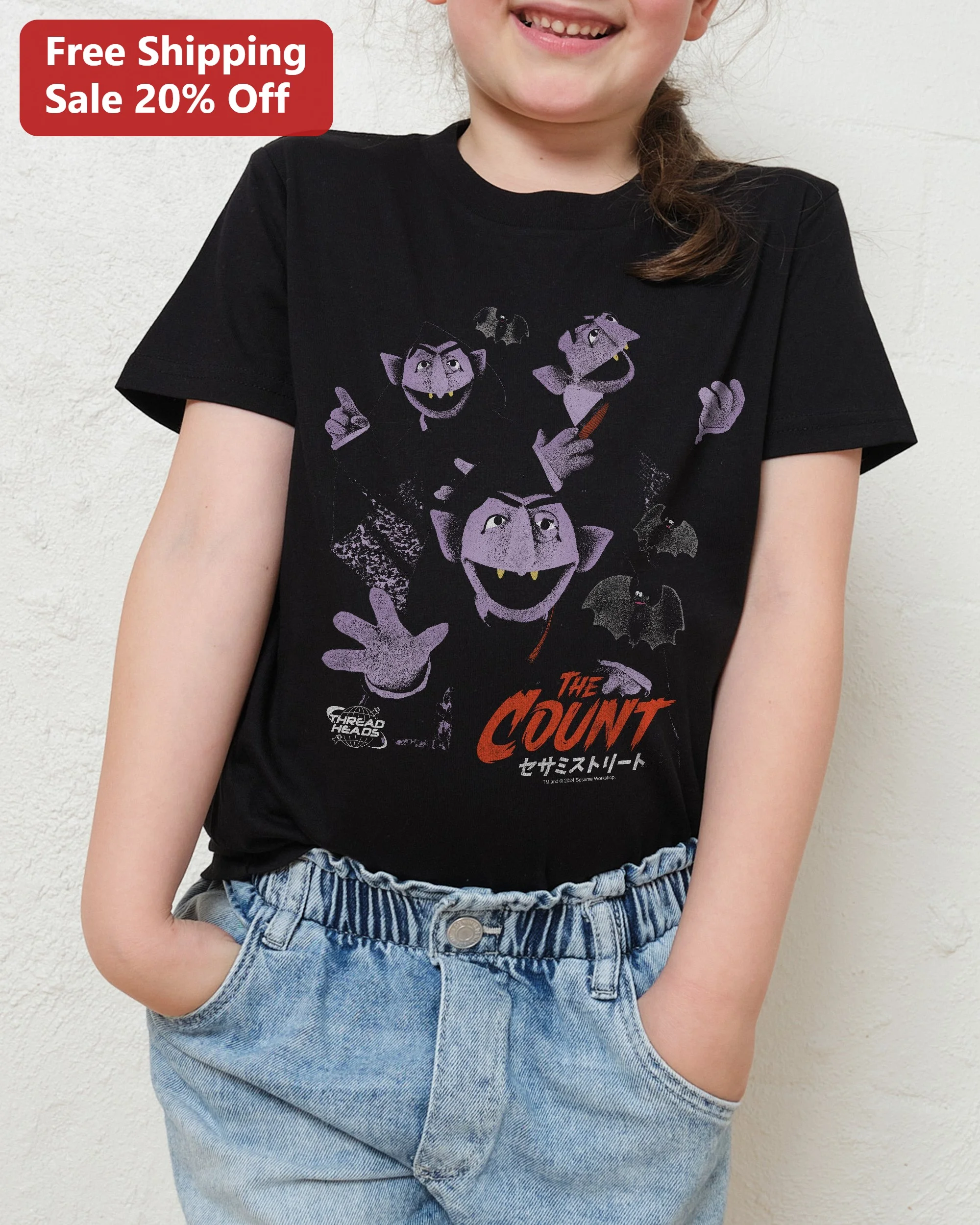 The Count Tee Vintage Distressed Sesame Street Graphic T-Shirt for Kids Halloween