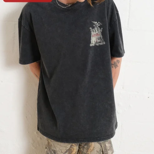 The Devil is in the Details Tee Gothic Acid Wash Graphic T-Shirt for Men Women Streetwear