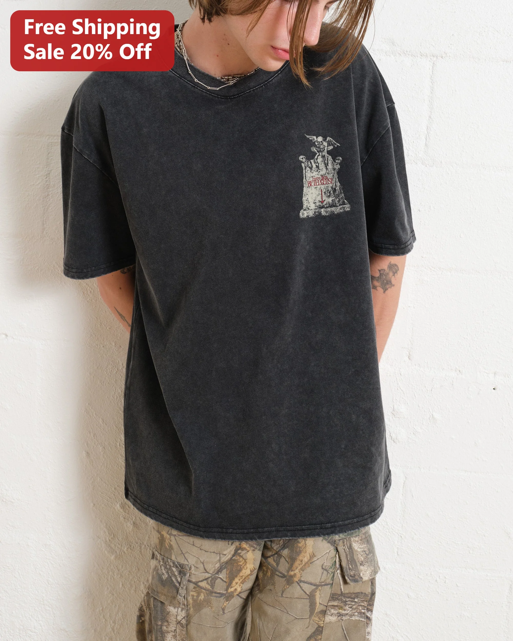 The Devil is in the Details Tee Gothic Acid Wash Graphic T-Shirt for Men Women Streetwear