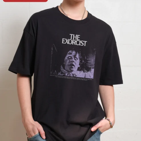 The Exorcist Tee Vintage Horror Movie Linda Blair Regan MacNeil Graphic T-Shirt for Men Women Hallow on a hanger, ready to ship from Chicago, Illinois