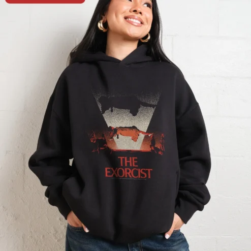 The Exorcist Vintage Horror Movie Graphic Hoodie Retro Pop Culture Apparel Gift for Halloween
