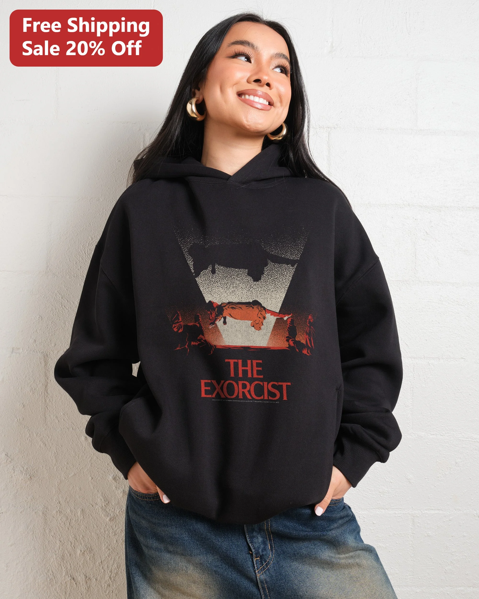 The Exorcist Vintage Horror Movie Graphic Hoodie Retro Pop Culture Apparel Gift for Halloween