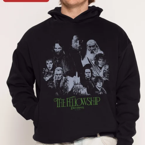 The Fellowship Lord of the Rings Hoodie Nine Members Fantasy Movie Merch Gift