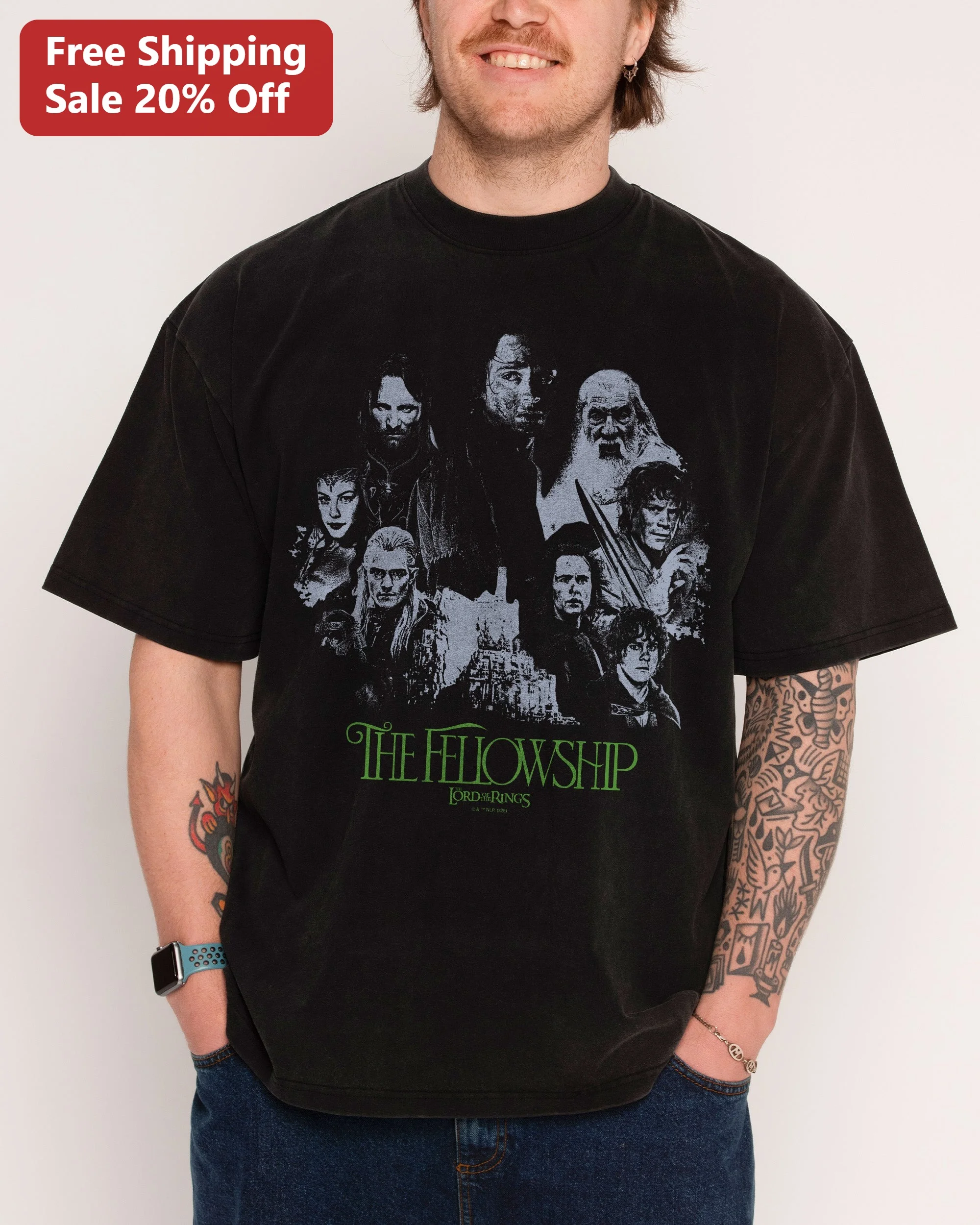 The Fellowship Lord Of The Rings Tee Vintage Distressed Nine Members Graphic Shirt For Fantasy Fans