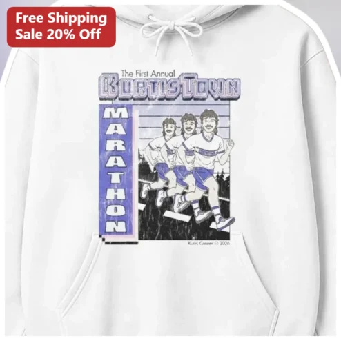 The First Annual Kurtis Town Marathon Hoodie Retro Running Gift available at our Chicago, Illinois warehouse