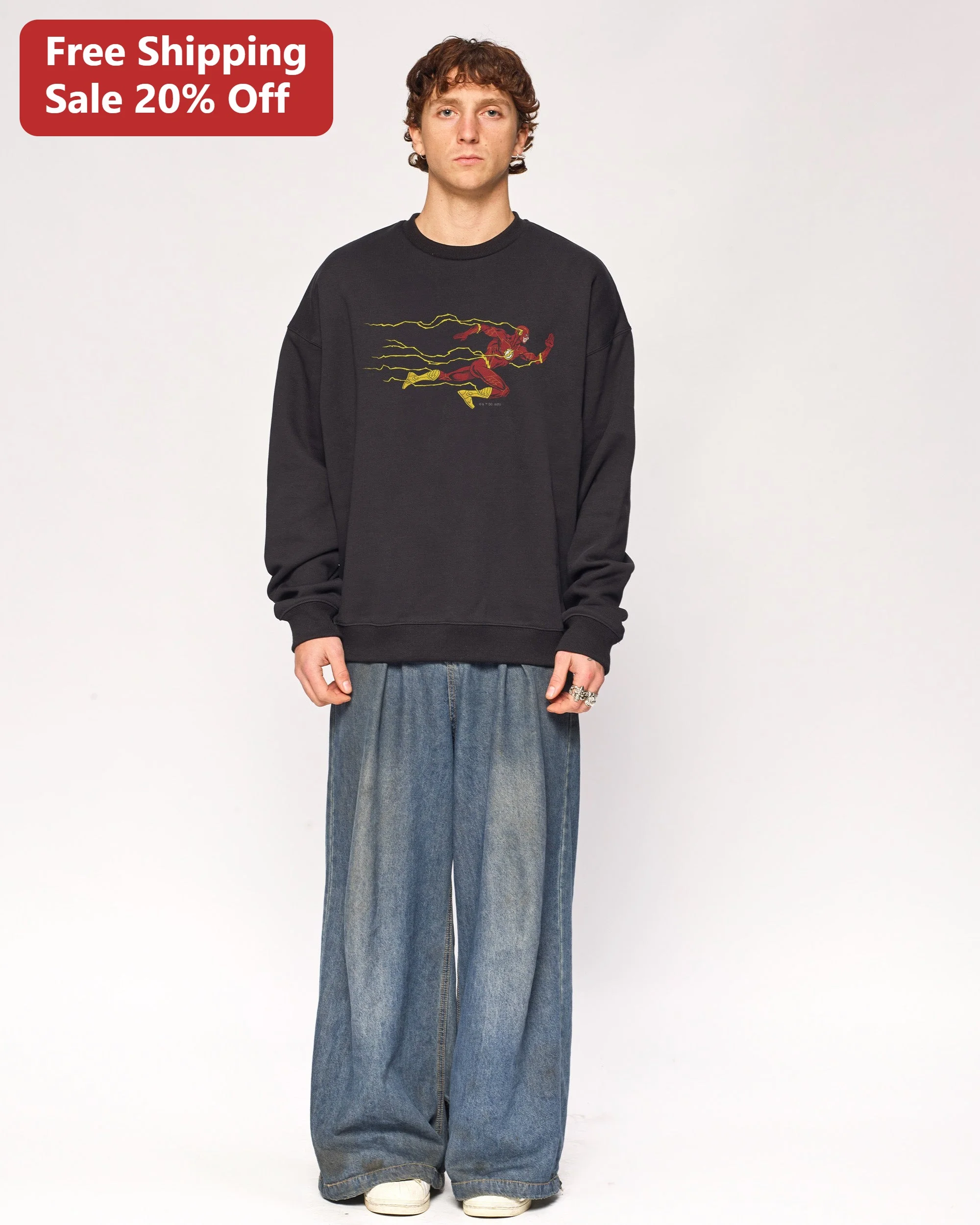 The Flash Sweatshirt Vintage Comic Book DC Comics Superhero Crewneck