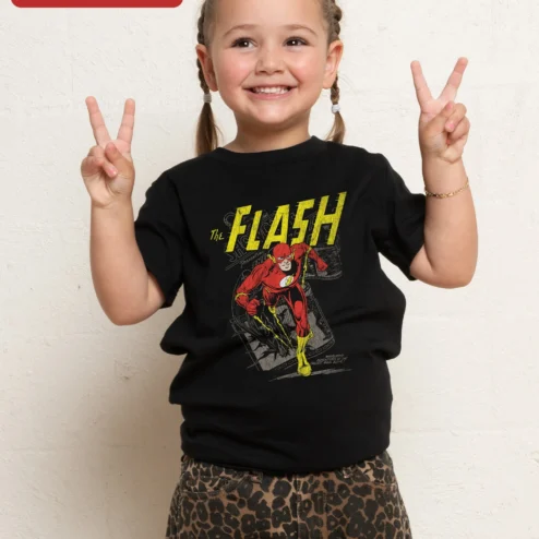 The Flash Vintage Comic Book Graphic Tee for Kids Boys Girls Superhero Shirt