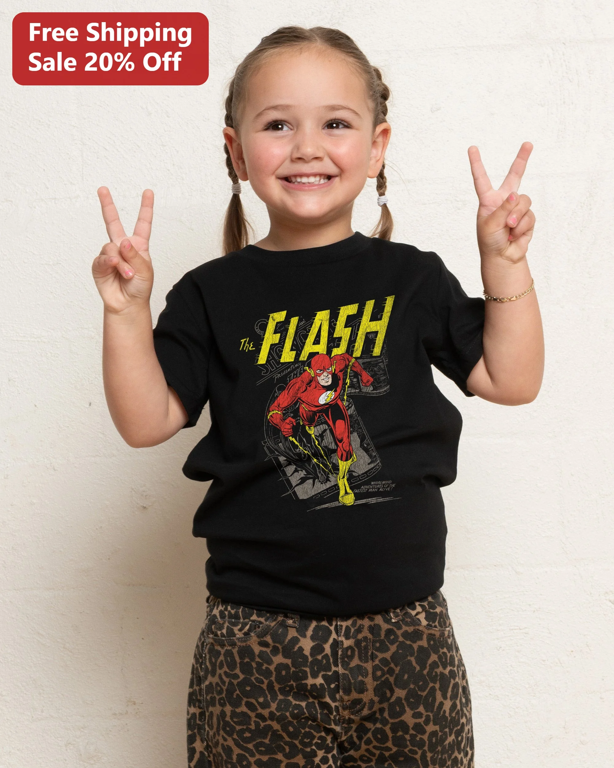 The Flash Vintage Comic Book Graphic Tee for Kids Boys Girls Superhero Shirt