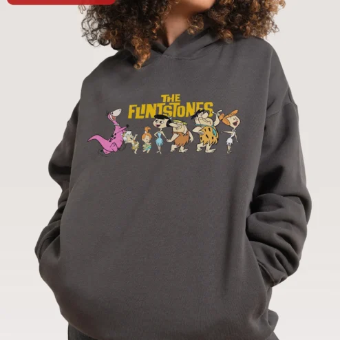 Customer in Chicago, Illinois wearing The Flintstones Hoodie Official Bedrock Gang Cartoon Merch Retro Pop Culture Pullover
