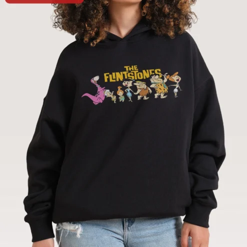 The Flintstones Hoodie Official Bedrock Gang Cartoon Merch Retro Pop Culture Pullover