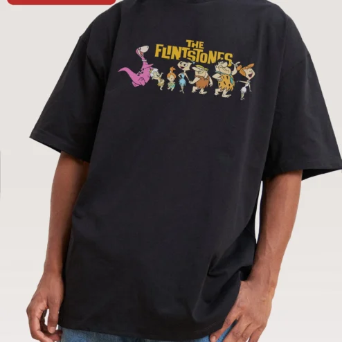 The Flintstones Tee Vintage Cartoon Cast Fred Wilma Barney Betty Dino Retro Pop Culture Gift