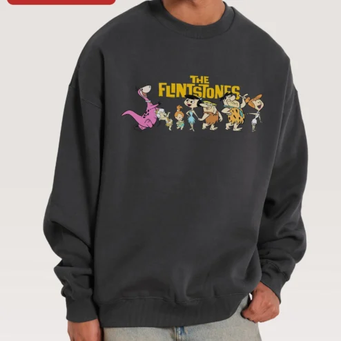 The Flintstones Vintage Crewneck Sweatshirt Retro Cartoon Graphic Pullover
