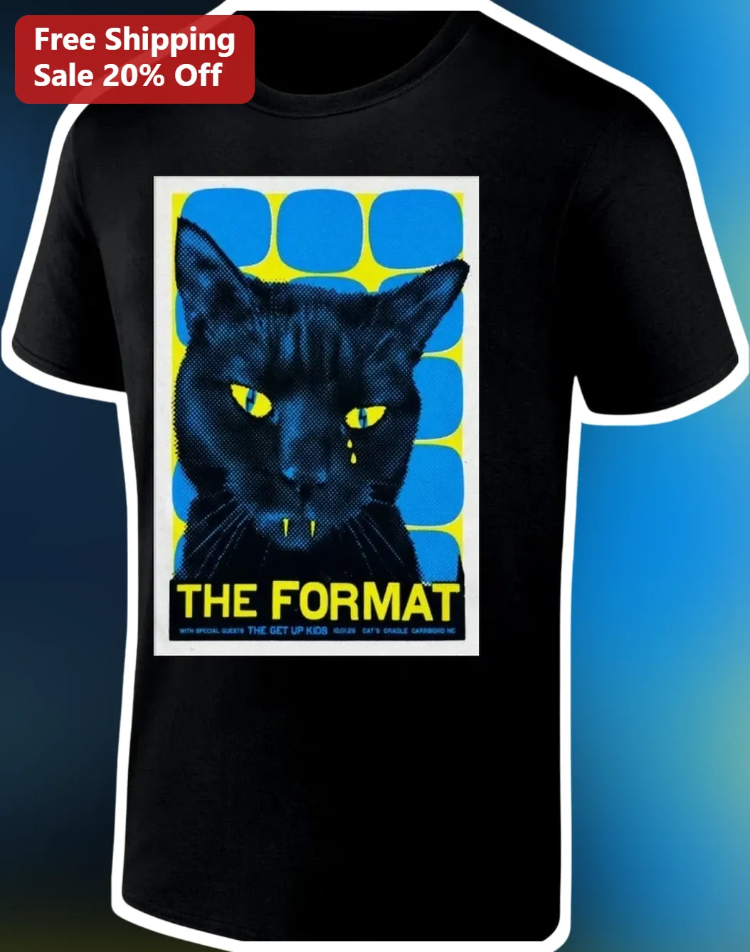 The Format Tee Retro Indie Rock Band Graphic Shirt Crying Cat Design