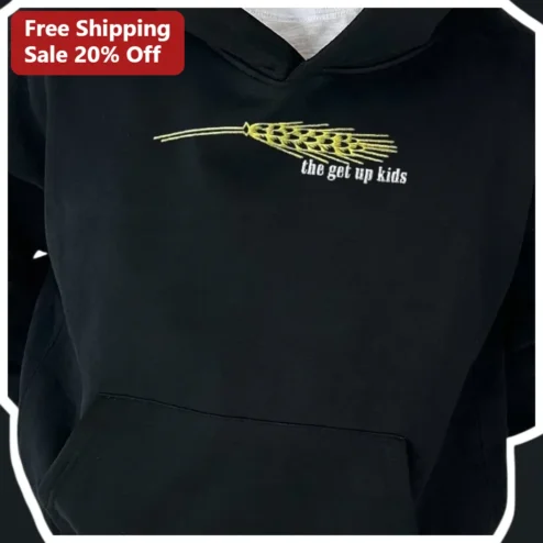 The Get Up Kids Hoodie Wheat Stalk Graphic Black Pullover Emo Band Merch