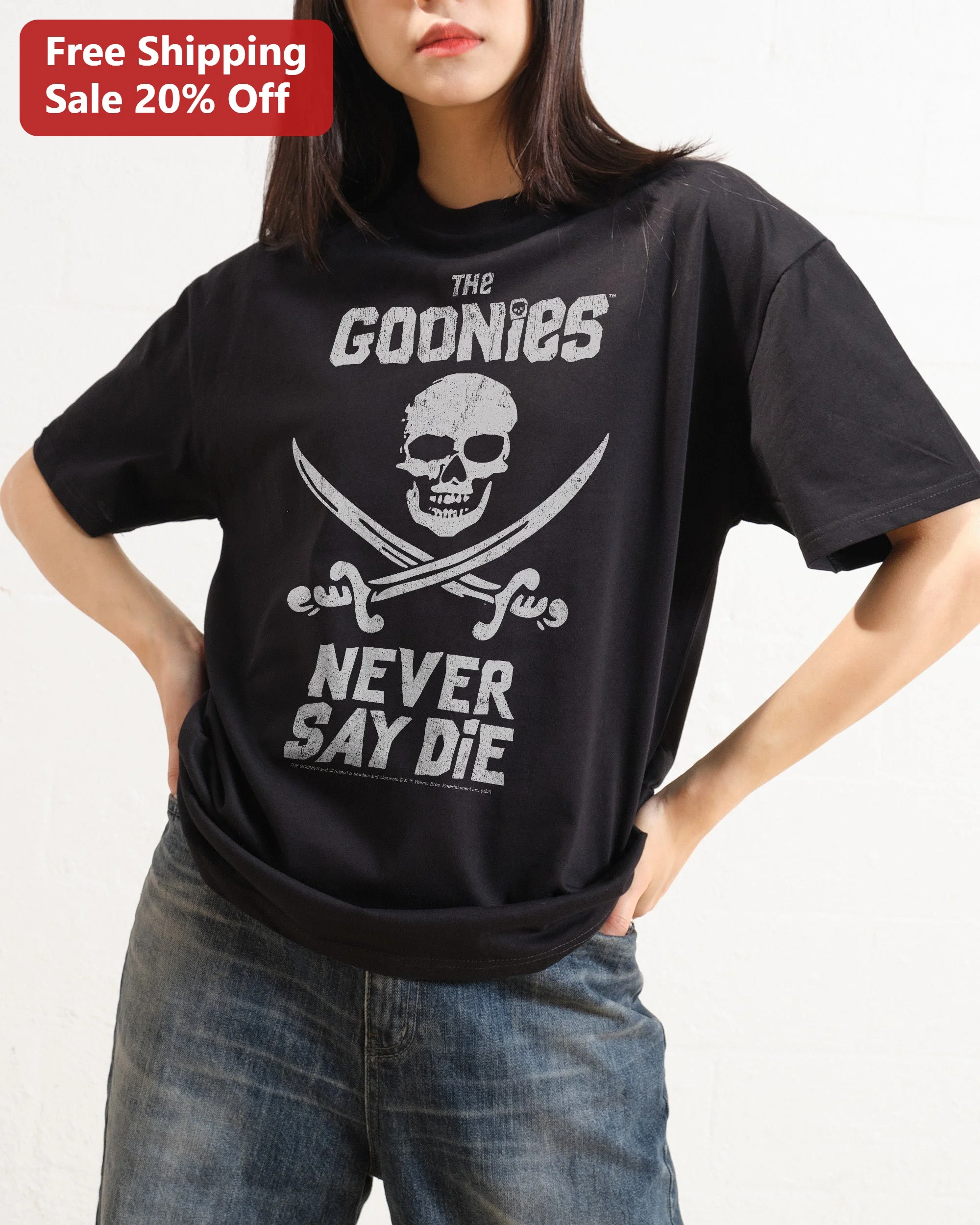 The Goonies Never Say Die Tee Vintage Skull Graphic T-Shirt for Men Women 80s Movie Merch