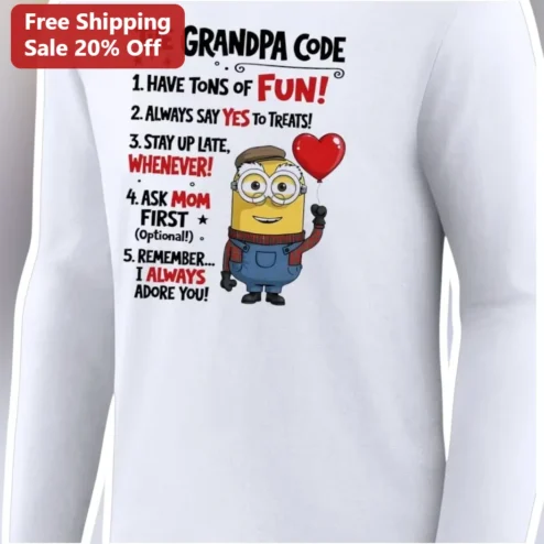 The Grandpa Code Minions Long Sleeve Shirt Funny Grandfather Gift