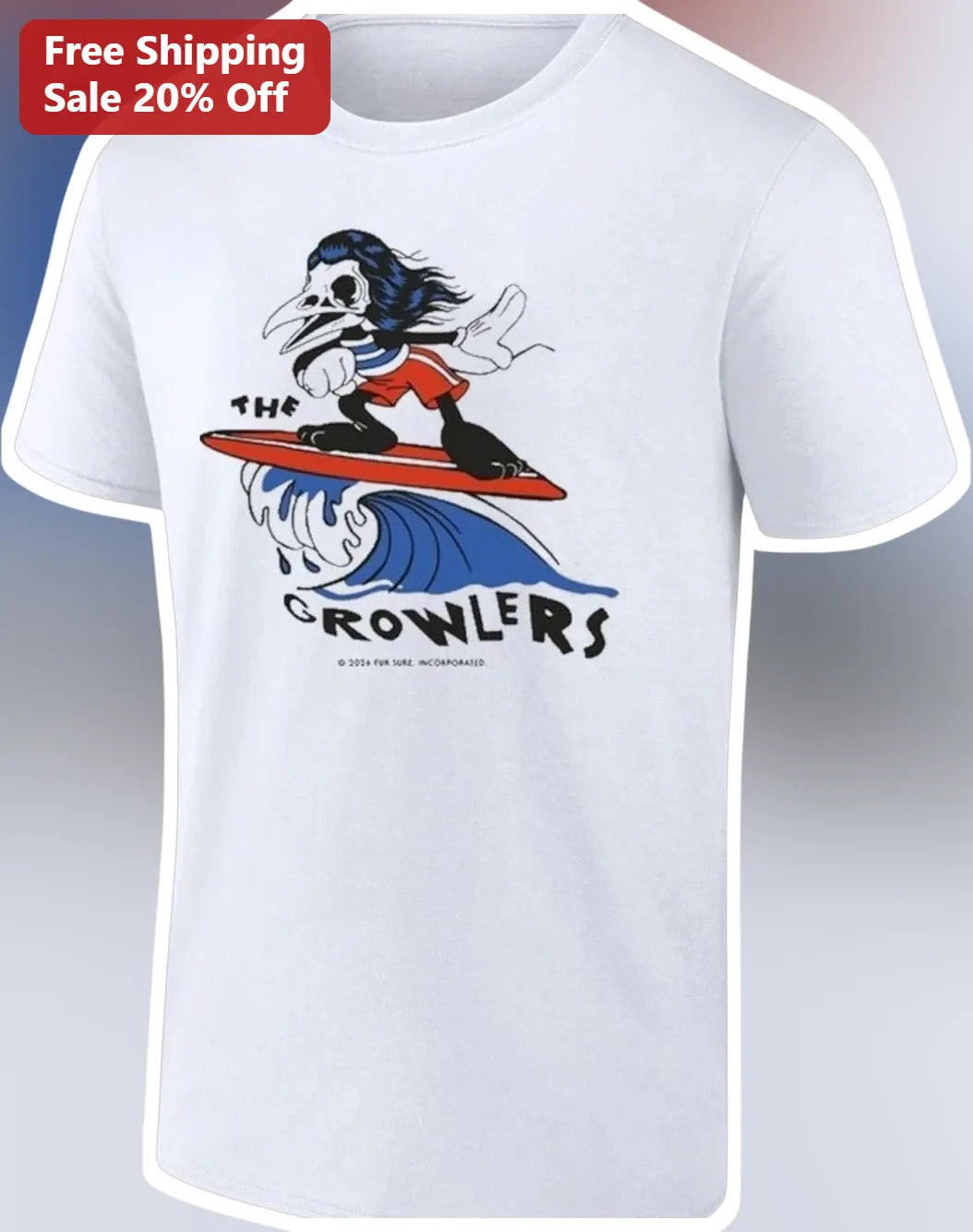 The Growlers Surf Skeleton Graphic Tee Retro Indie Band Merch