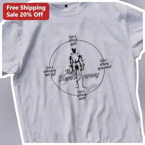 The Hero's Journey Can I Afford Gas Groceries Rent Joy Cost of Living Humor Tee