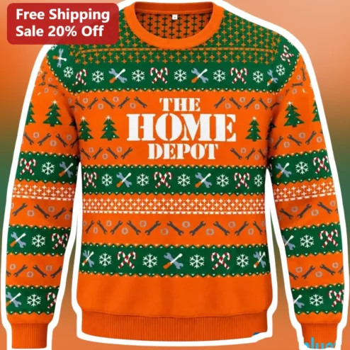 The Home Depot Ugly Christmas Sweater Crewneck Sweatshirt Funny Holiday Gift for Contractors