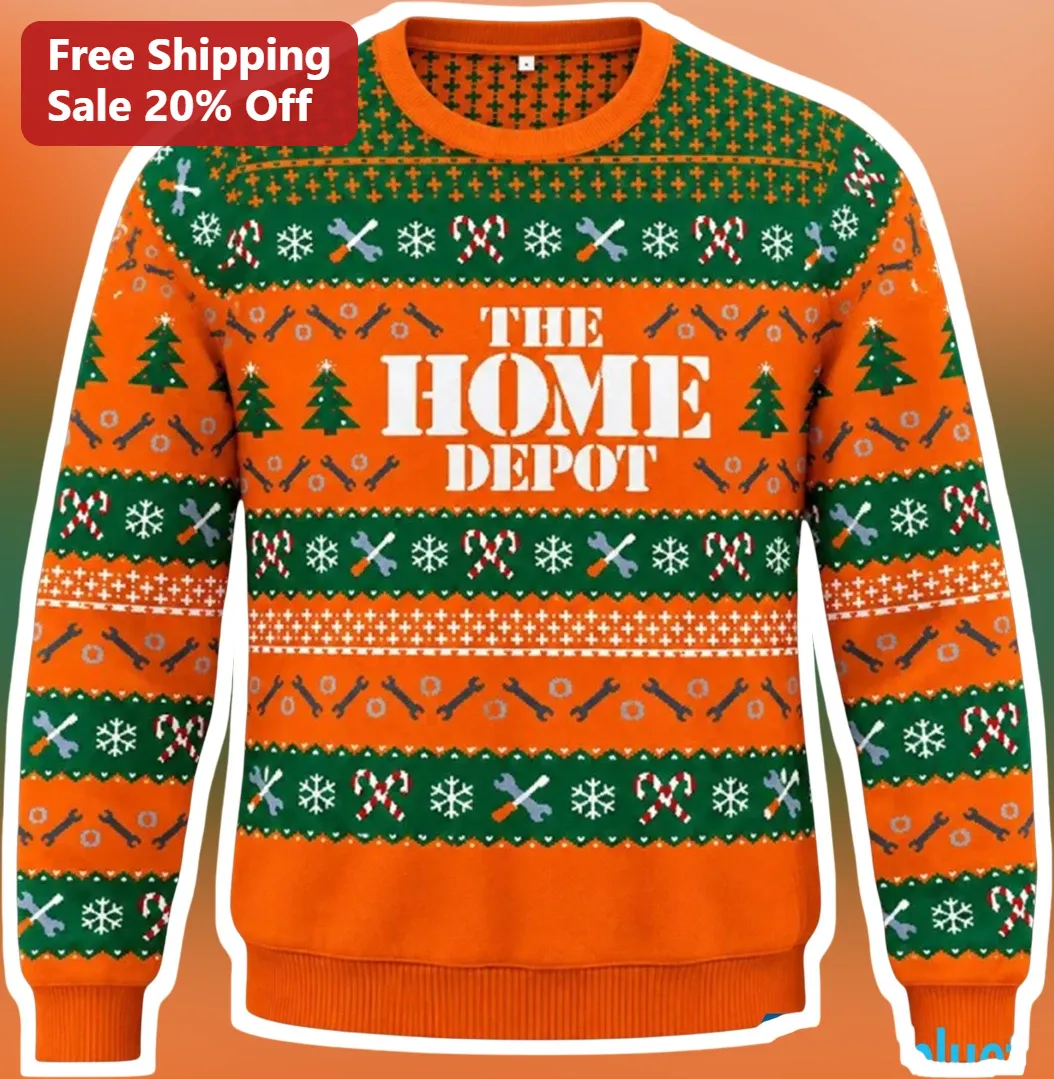 The Home Depot Ugly Christmas Sweater Crewneck Sweatshirt Funny Holiday Gift for Contractors