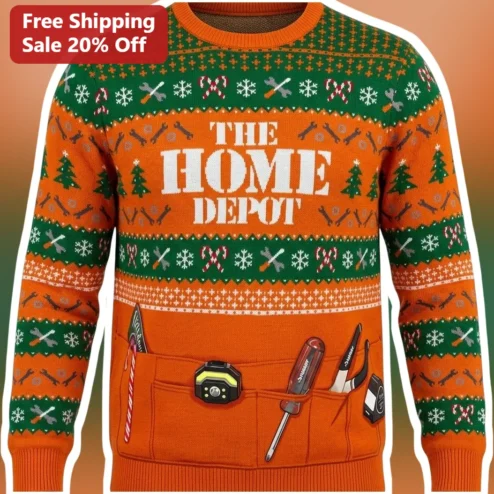 The Home Depot Ugly Christmas Sweatshirt Funny DIY Handyman Tool Crewneck Gift for Contractor