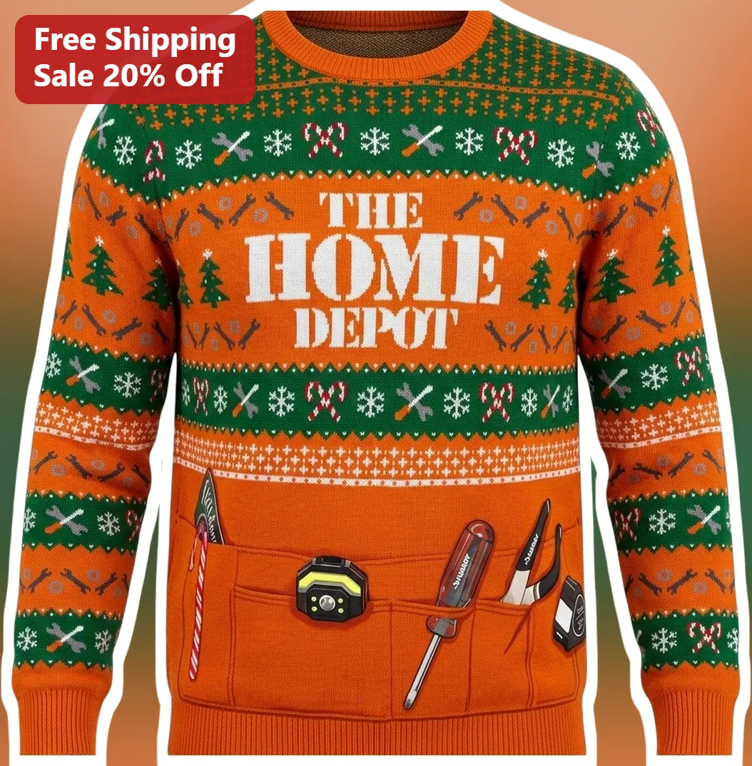 The Home Depot Ugly Christmas Sweatshirt Funny DIY Handyman Tool Crewneck Gift for Contractor