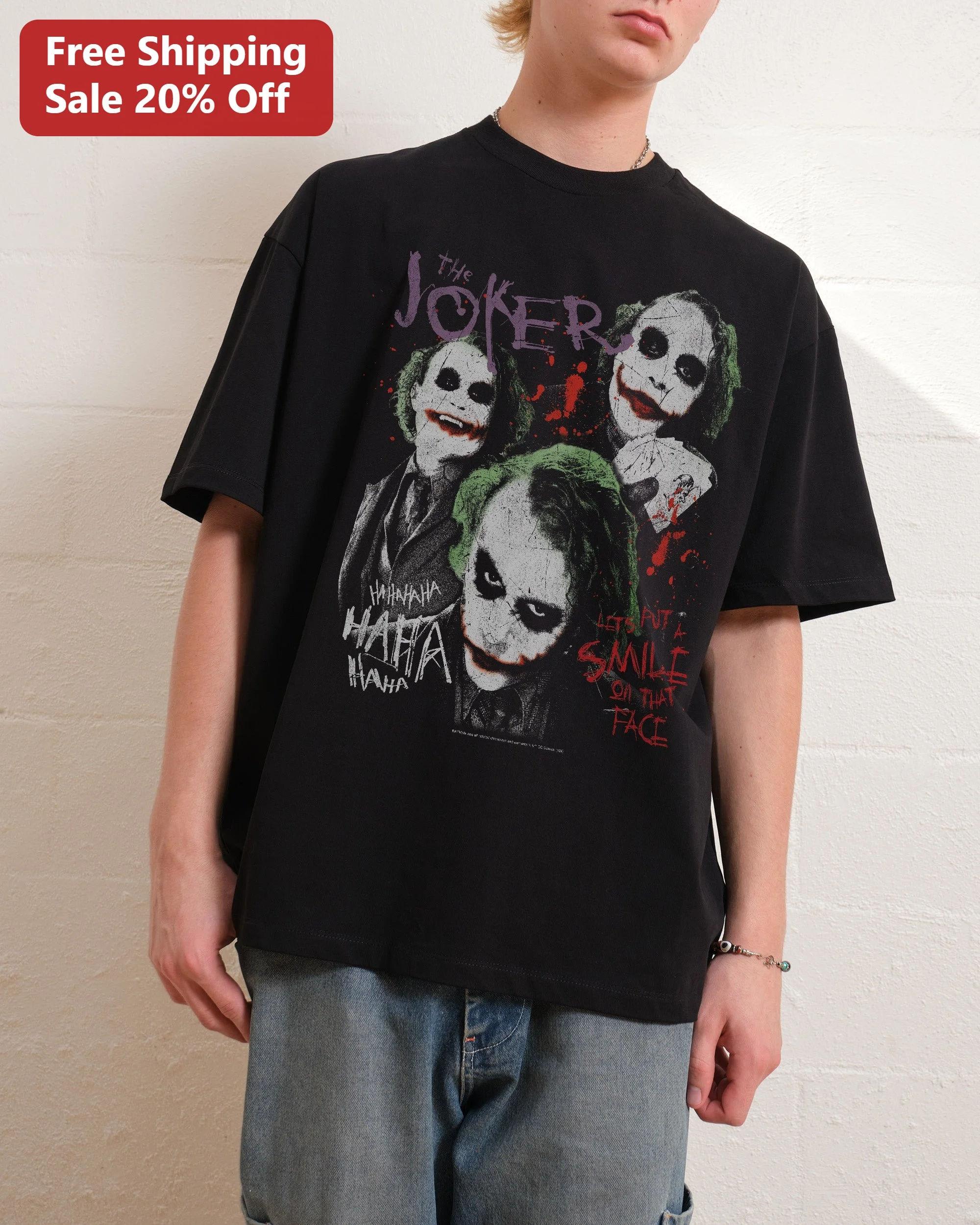 The Joker HAHAHAHAHA Let's Put A Smile On That Face Vintage Grunge Oversized Tee