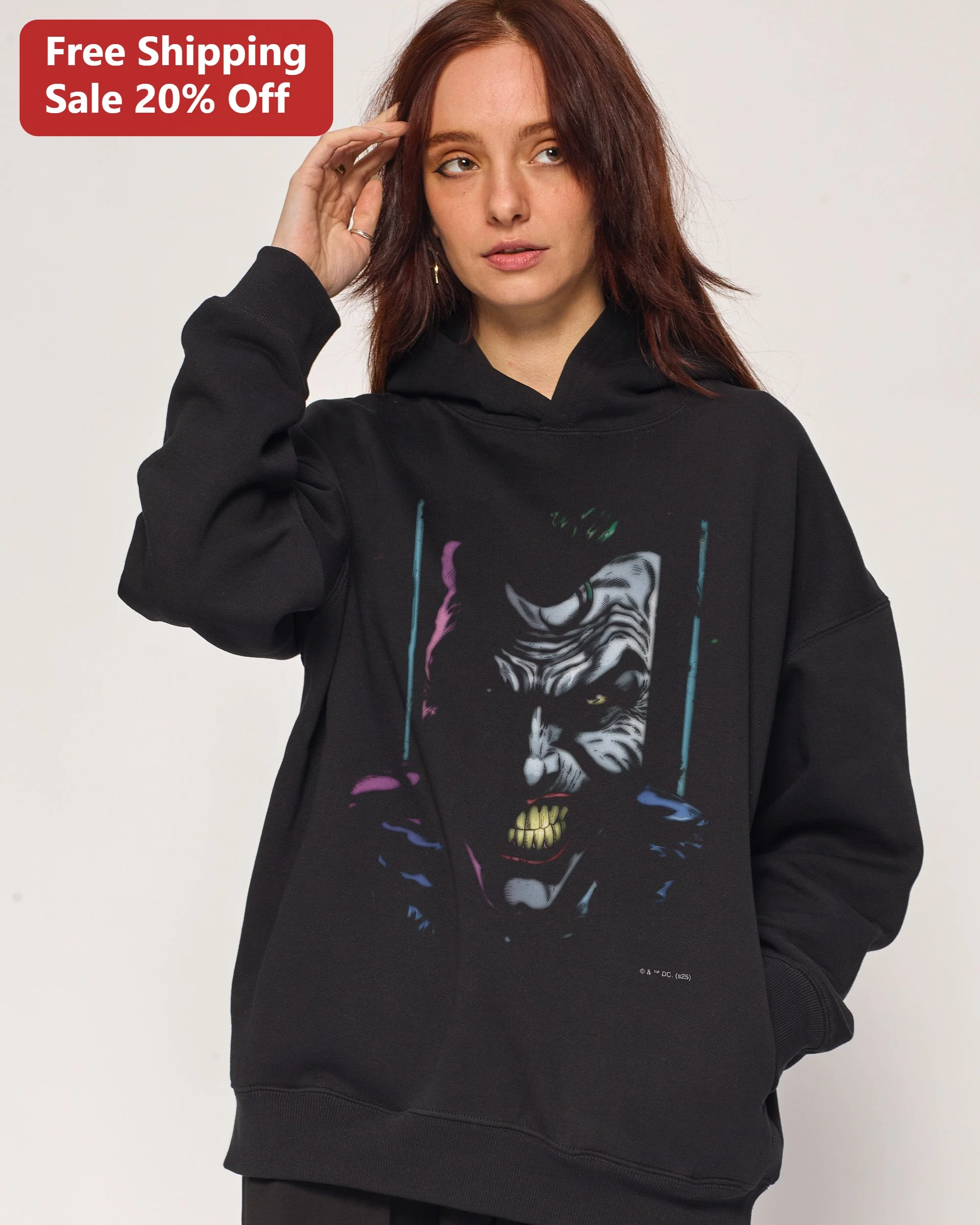 The Joker Hoodie Men's Women's DC Comics Villain Graphic Pullover