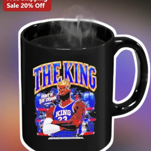 The King Heavy Is The Crown Mug LeBron James Basketball Fan Gift Black Ceramic Coffee Cup