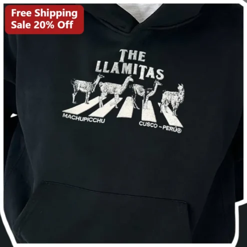 The Llamitas Machu Picchu Cusco Peru Hoodie Funny Llama Abbey Road Parody Travel Souvenir Gift