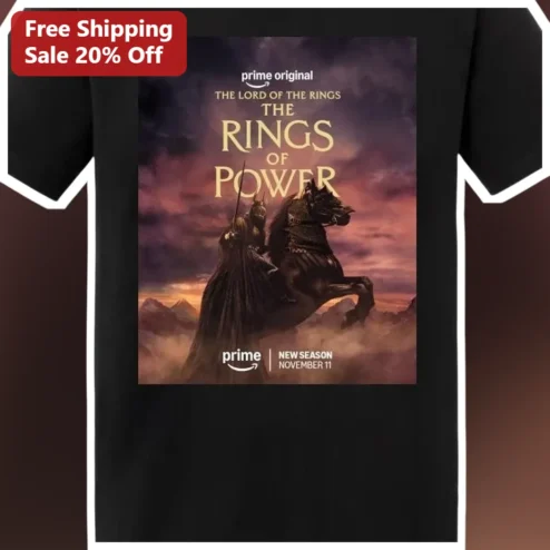 The Lord of the Rings Sauron Rings of Power Tee Fantasy Movie Apparel Gift for Men Women