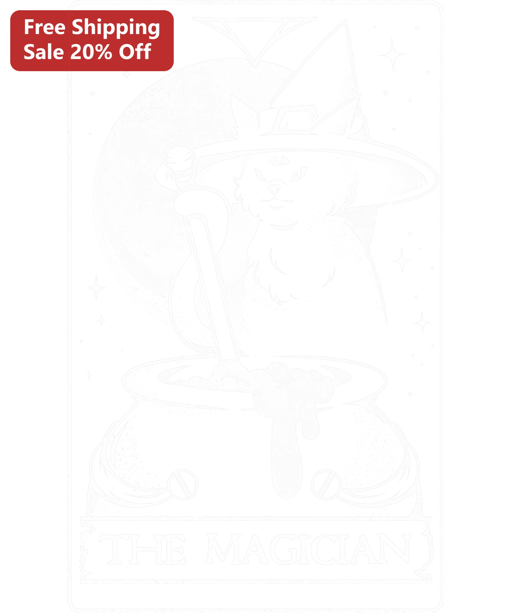 The Magician Tarot Poster Cute Witch Cat Line Art Spiritual Wall Art Halloween Decor Gift