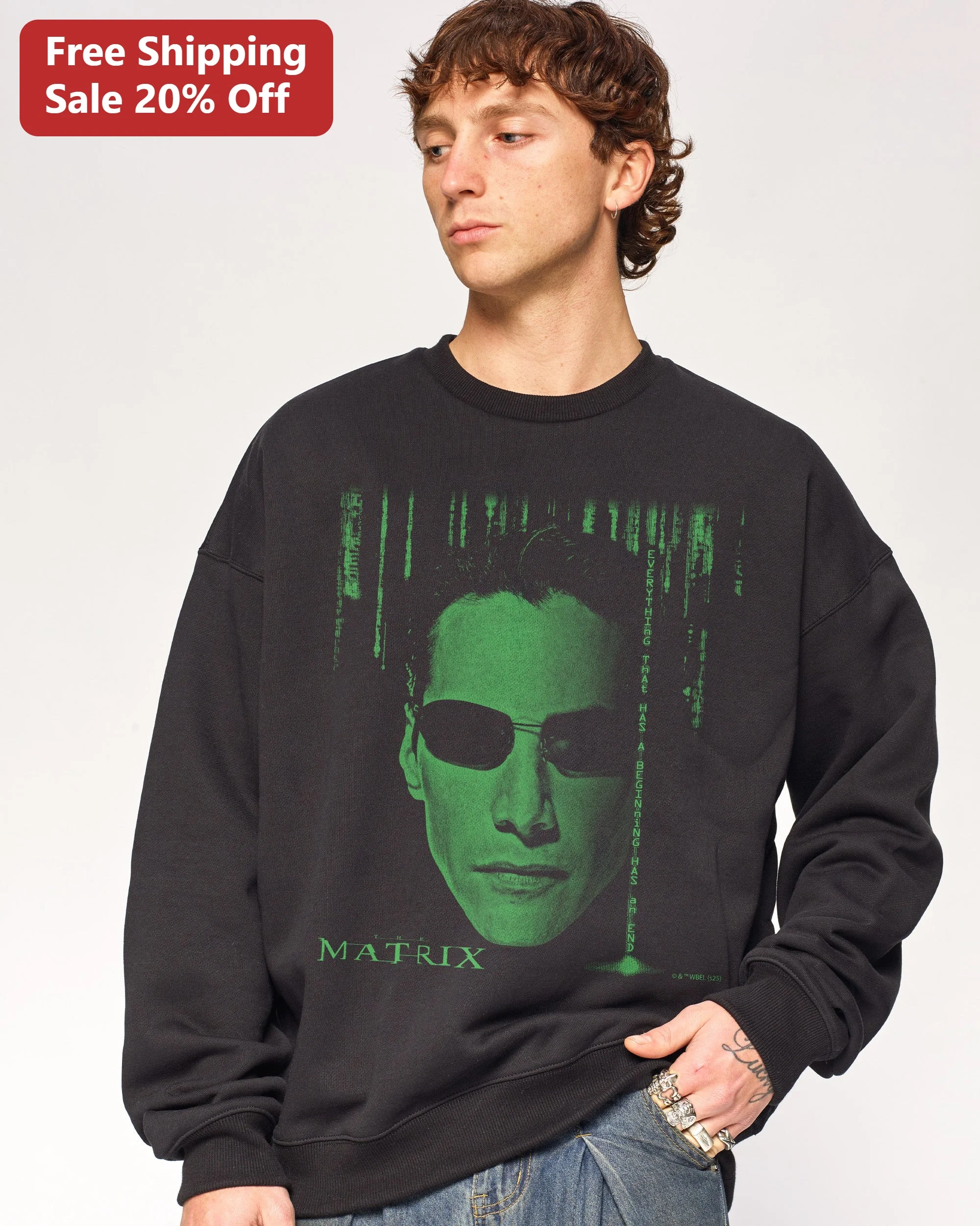 The Matrix Everything That Has A Beginning Has An End Quote Sweatshirt Neo Sci-Fi Movie Merch