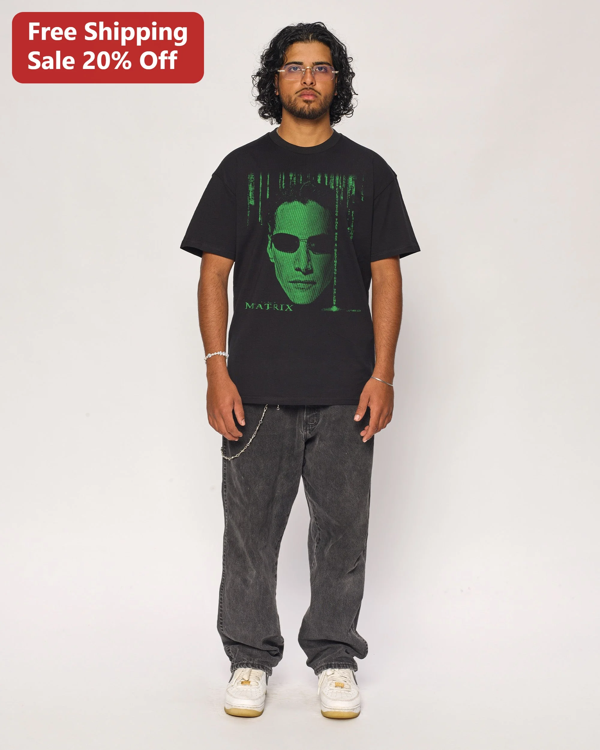 The Matrix Neo Digital Rain Graphic Tee Black Oversized Streetwear Shirt