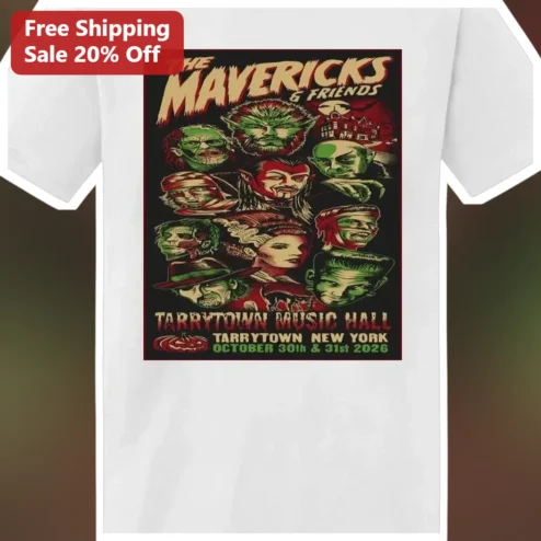 The Mavericks Friends Tarrytown Music Hall Vintage Horror Monster Graphic Tee